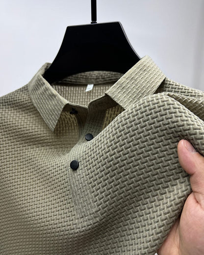 Homme Polo Manches Courtes avec Col à Texture Structurée