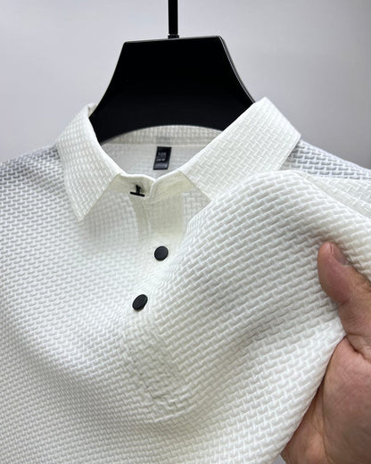 Homme Polo Manches Courtes avec Col à Texture Structurée