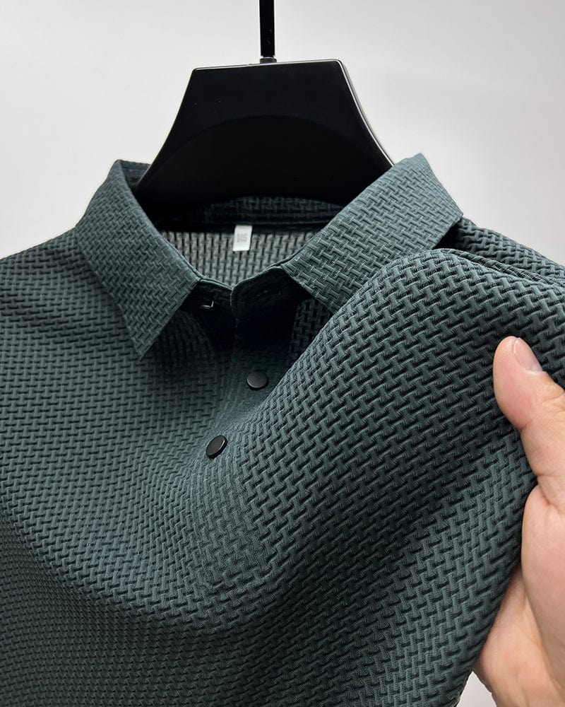 Homme Polo Manches Courtes avec Col à Texture Structurée