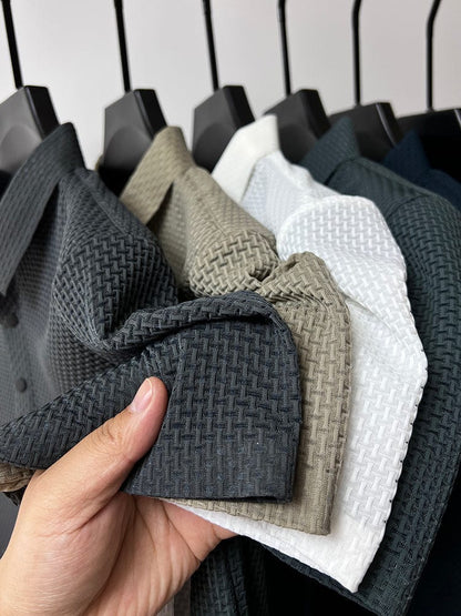 Homme Polo Manches Courtes avec Col à Texture Structurée