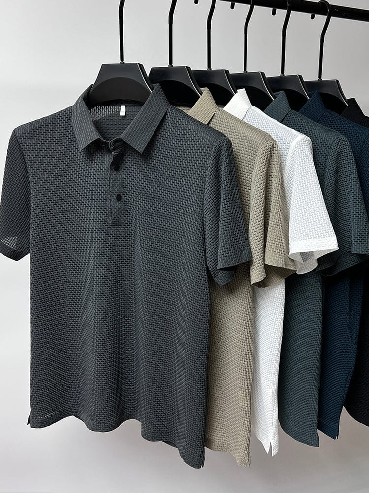 Homme Polo Manches Courtes avec Col à Texture Structurée