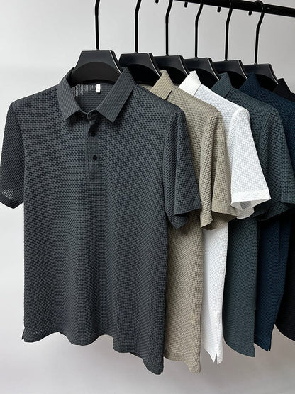 Homme Polo Manches Courtes avec Col à Texture Structurée