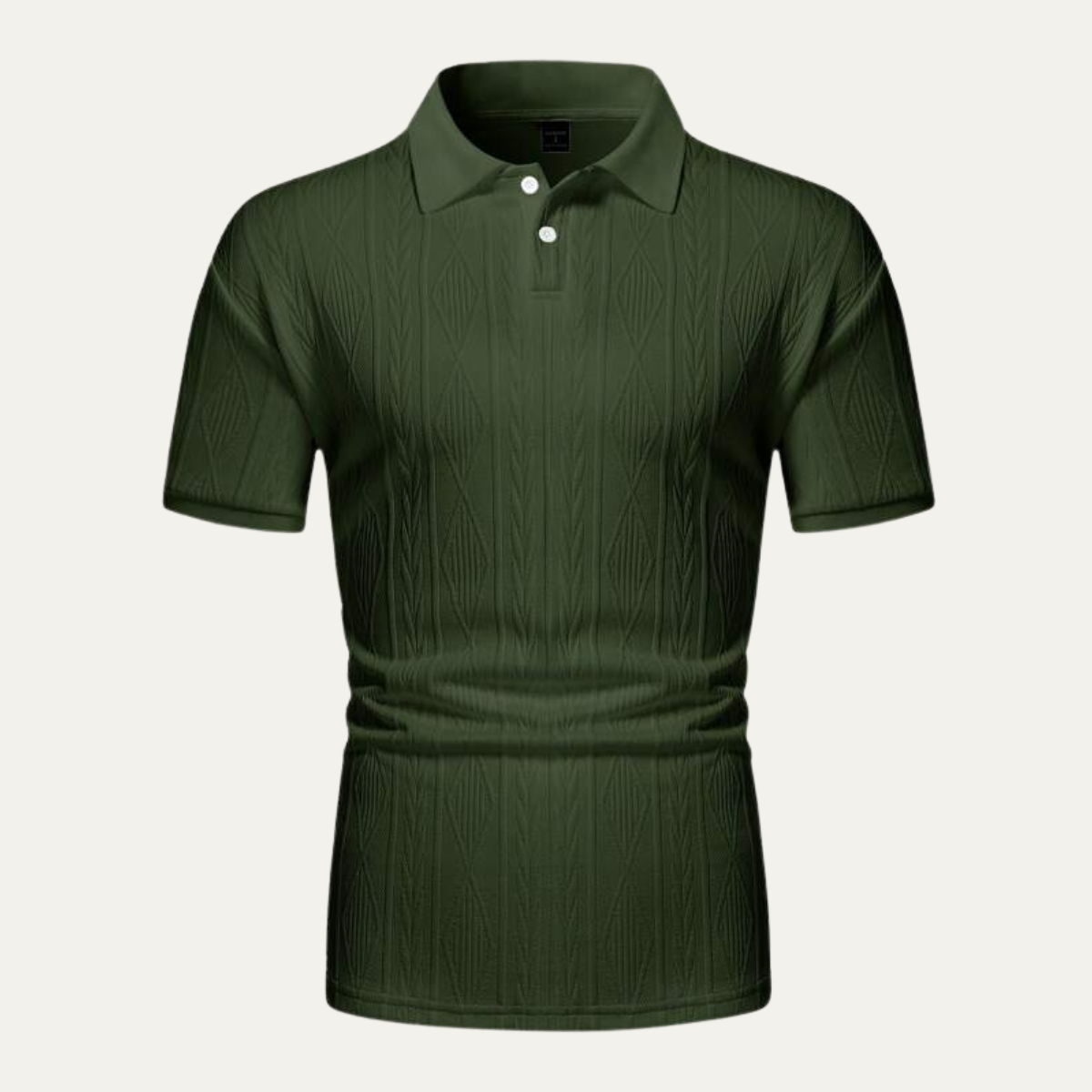 Homme Polo Manches Courtes avec Col Boutonné et Motif Texturé