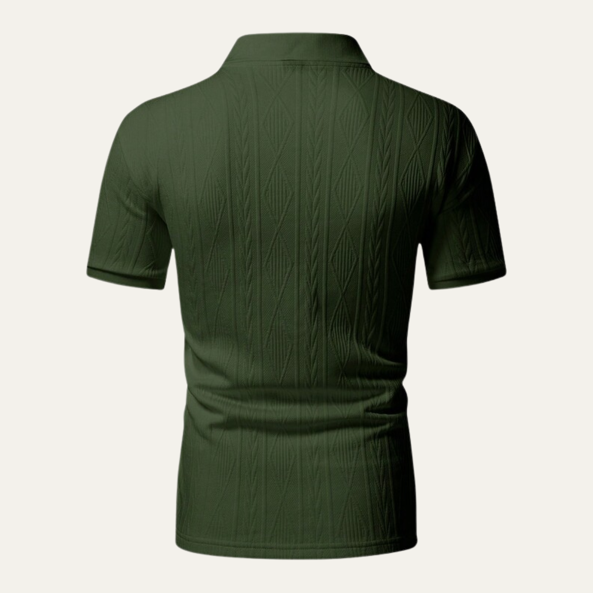 Homme Polo Manches Courtes avec Col Boutonné et Motif Texturé