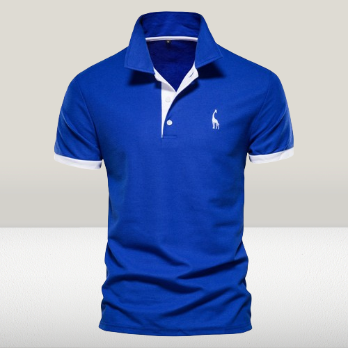 Homme Polo Manches Courtes avec Col Classique et Broderie Girafe