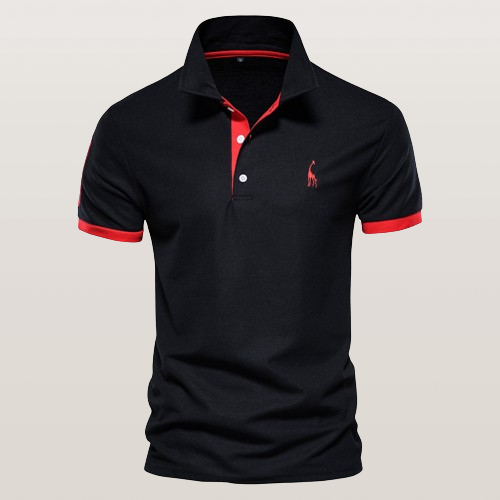 Homme Polo Manches Courtes avec Col Classique et Broderie Girafe