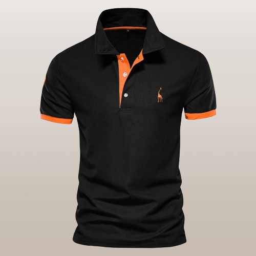Homme Polo Manches Courtes avec Col Classique et Broderie Girafe