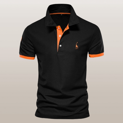 Homme Polo Manches Courtes avec Col Classique et Broderie Girafe