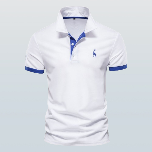 Homme Polo Manches Courtes avec Col Classique et Broderie Girafe