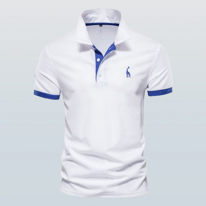 Homme Polo Manches Courtes avec Col Classique et Broderie Girafe