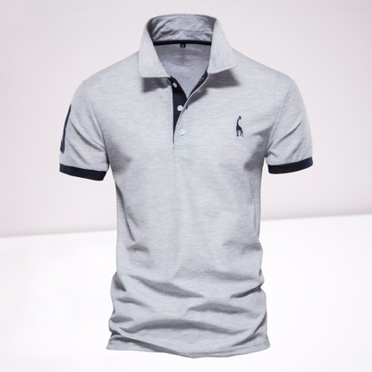 Homme Polo Manches Courtes avec Col Classique et Broderie Girafe