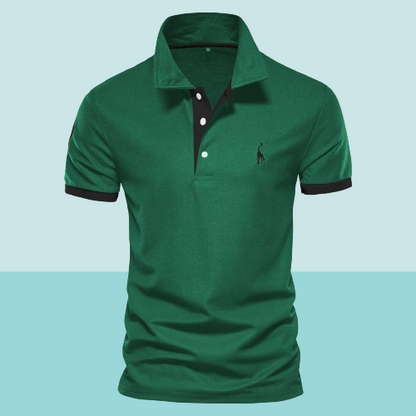 Homme Polo Manches Courtes avec Col Classique et Broderie Girafe