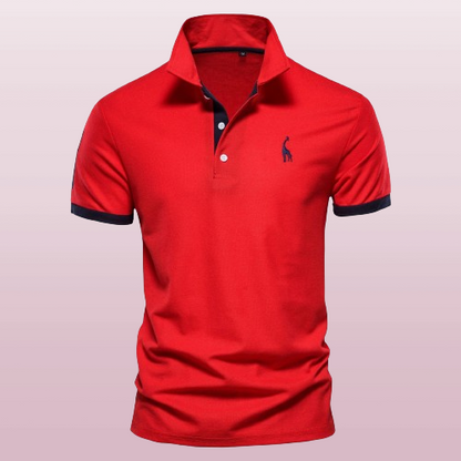 Homme Polo Manches Courtes avec Col Classique et Broderie Girafe