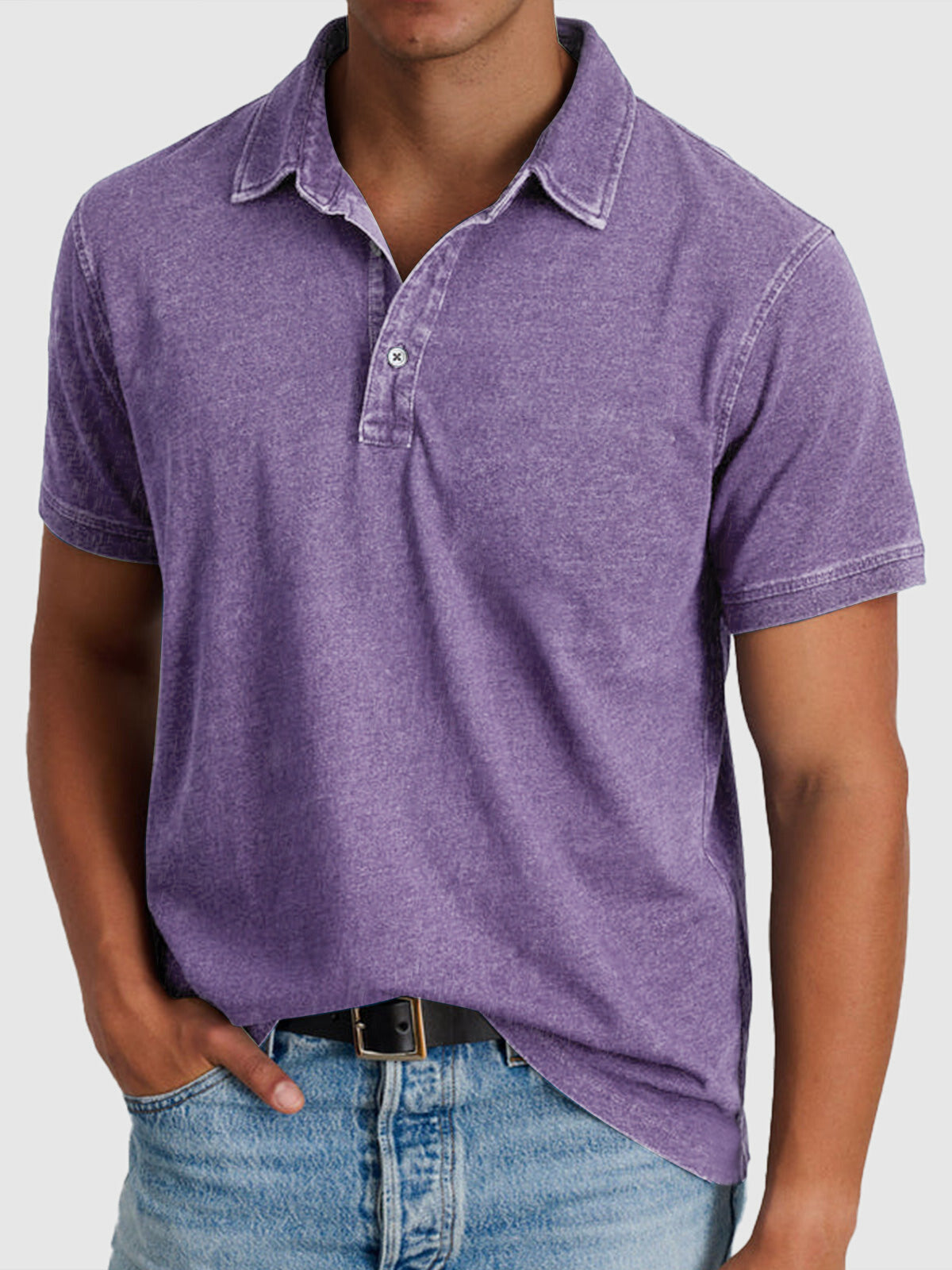 Homme Polo Manches Courtes avec Col Classique et Coupe Regular