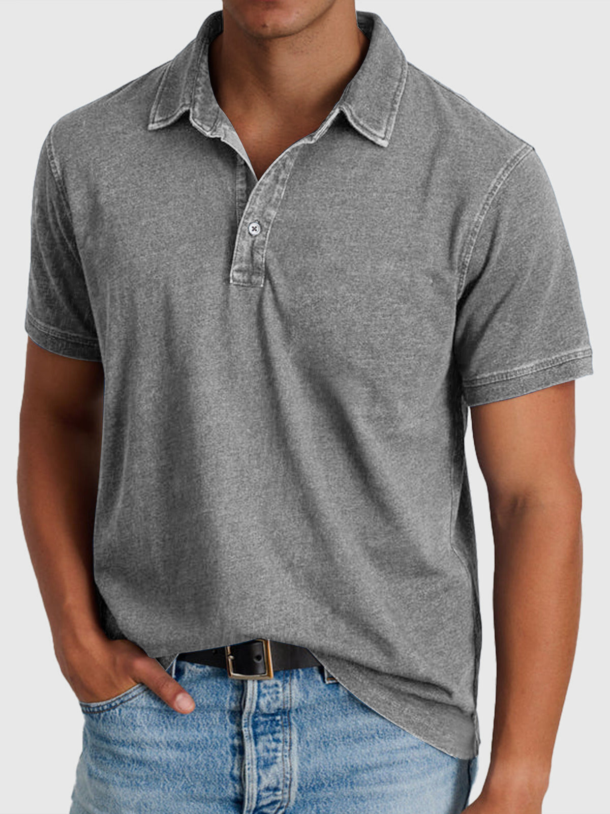 Homme Polo Manches Courtes avec Col Classique et Coupe Regular