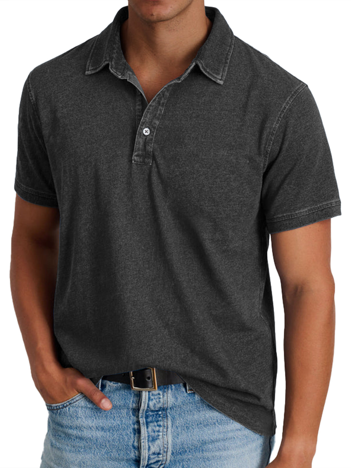 Homme Polo Manches Courtes avec Col Classique et Coupe Regular