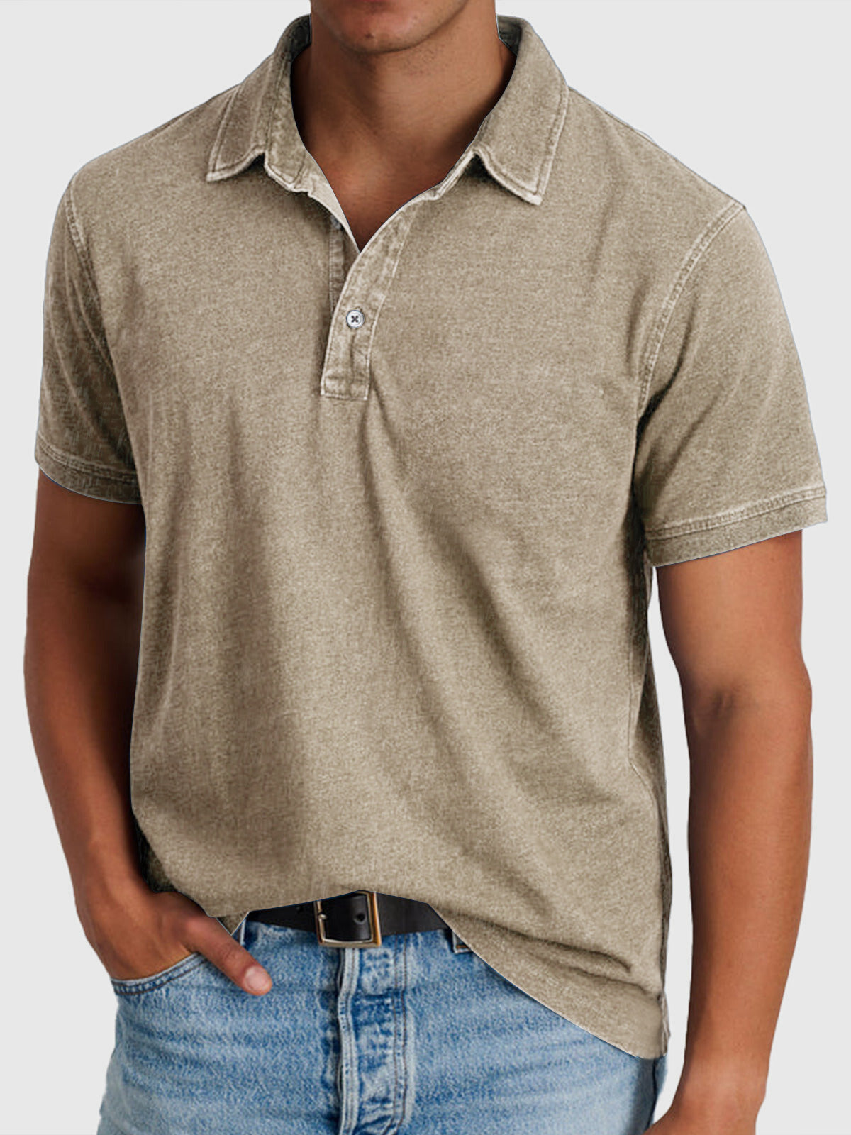 Homme Polo Manches Courtes avec Col Classique et Coupe Regular