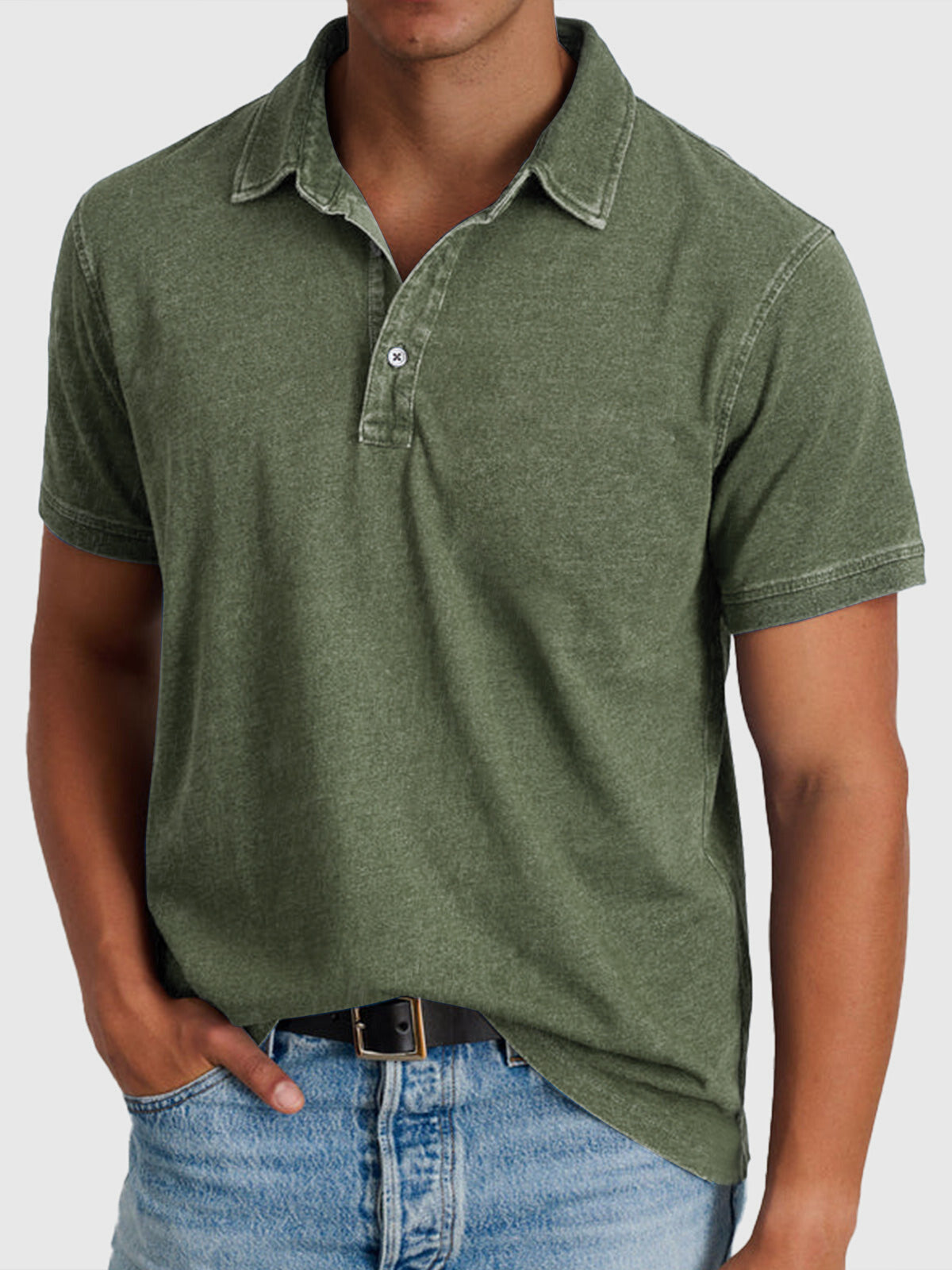 Homme Polo Manches Courtes avec Col Classique et Coupe Regular