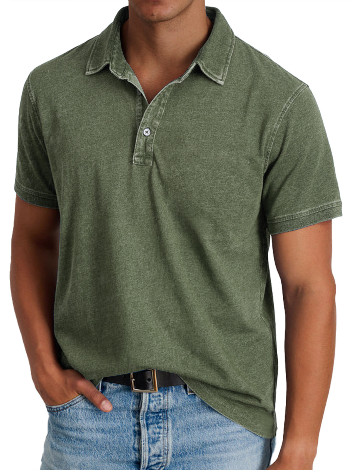 Homme Polo Manches Courtes avec Col Classique et Coupe Regular