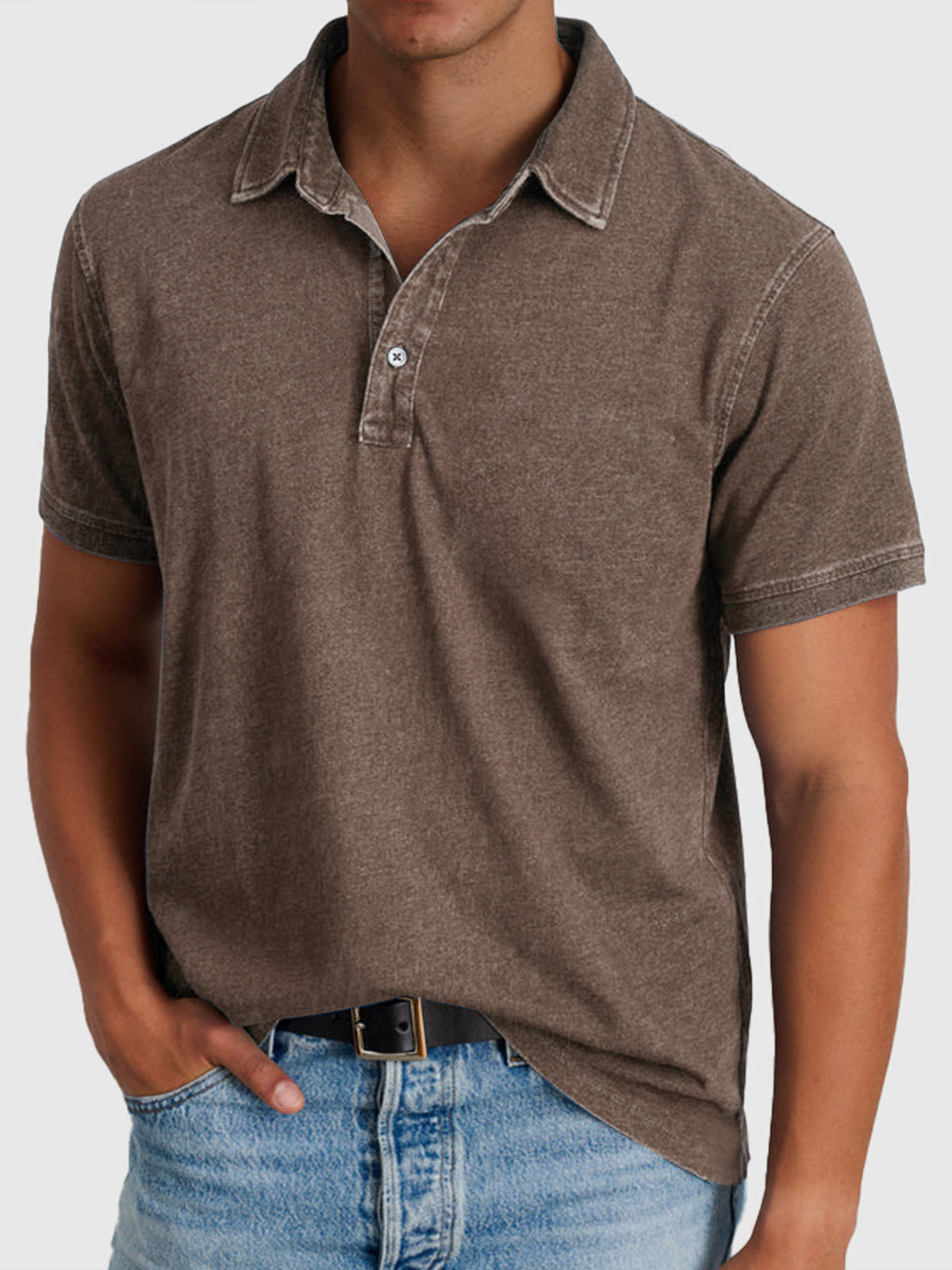 Homme Polo Manches Courtes avec Col Classique et Coupe Regular