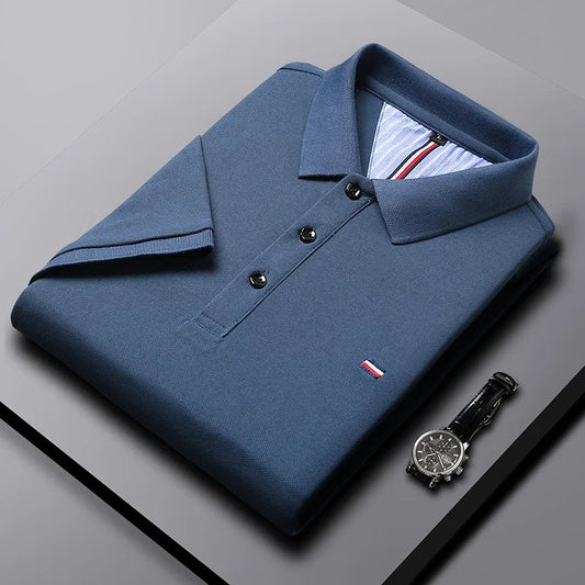 Homme Polo Manches Courtes avec Col Classique et Fermeture Boutons