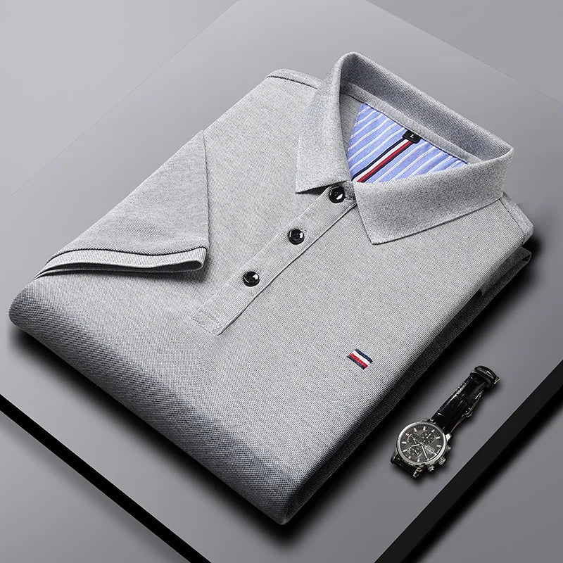 Homme Polo Manches Courtes avec Col Classique et Fermeture Boutons
