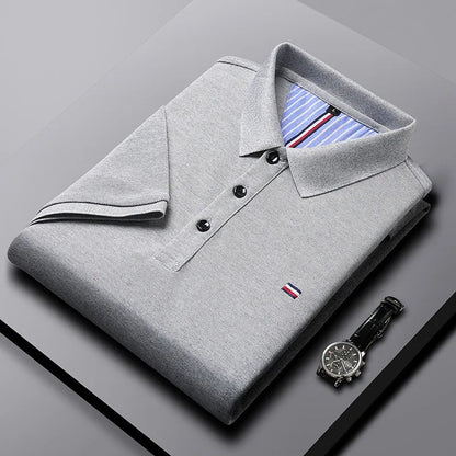 Homme Polo Manches Courtes avec Col Classique et Fermeture Boutons