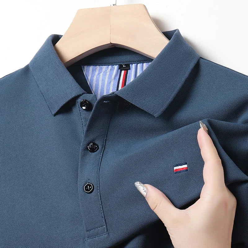 Homme Polo Manches Courtes avec Col Classique et Fermeture Boutons