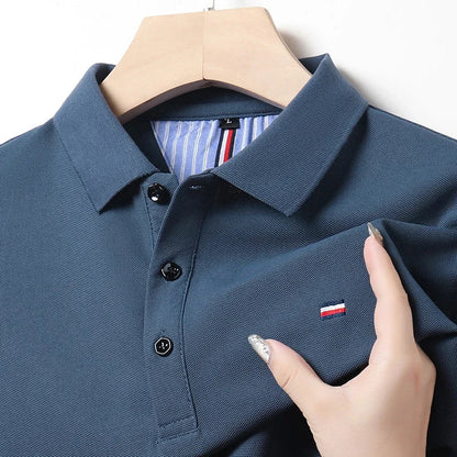 Homme Polo Manches Courtes avec Col Classique et Fermeture Boutons