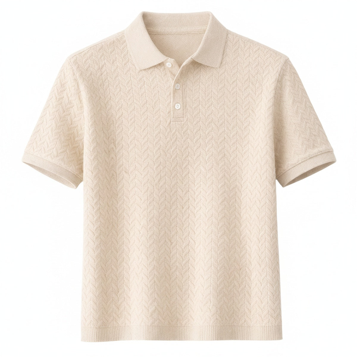 Homme Polo Manches Courtes avec Col Classique et Motif Texturé