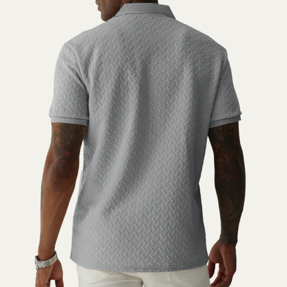 Homme Polo Manches Courtes avec Col Classique et Motif Texturé