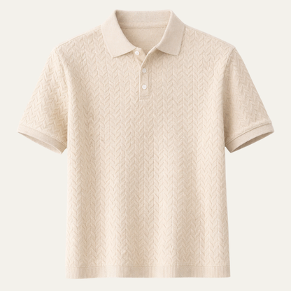 Homme Polo Manches Courtes avec Col Classique et Motif Texturé