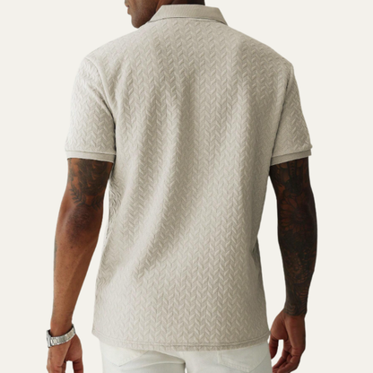 Homme Polo Manches Courtes avec Col Classique et Motif Texturé