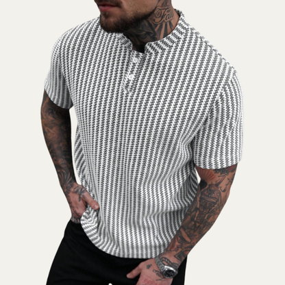 Homme Polo Manches Courtes avec Col Classique et Motif Texturé