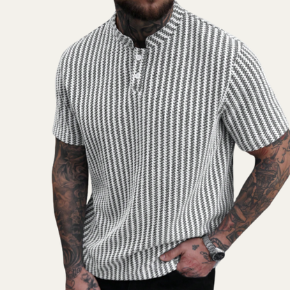 Homme Polo Manches Courtes avec Col Classique et Motif Texturé