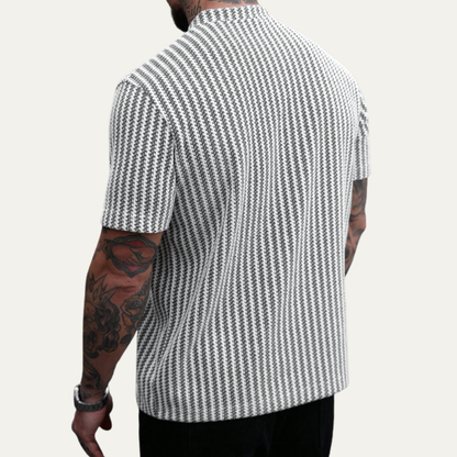 Homme Polo Manches Courtes avec Col Classique et Motif Texturé