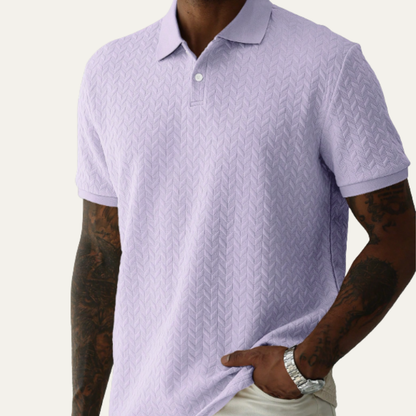 Homme Polo Manches Courtes avec Col Classique et Motif Texturé