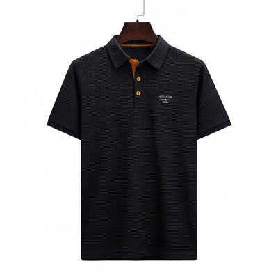 Homme Polo Manches Courtes avec Col Classique et Texture Jacquard