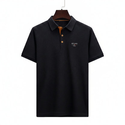 Homme Polo Manches Courtes avec Col Classique et Texture Jacquard