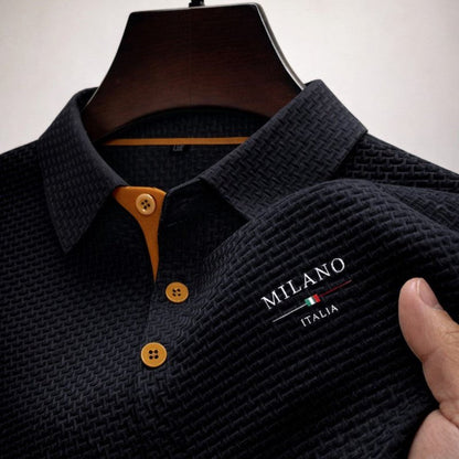 Homme Polo Manches Courtes avec Col Classique et Texture Jacquard
