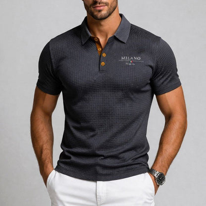 Homme Polo Manches Courtes avec Col Classique et Texture Jacquard