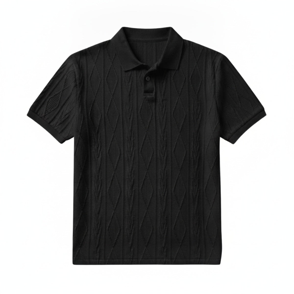 Homme Polo Manches Courtes avec Motif Texturé et Col Boutonné