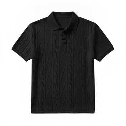 Homme Polo Manches Courtes avec Motif Texturé et Col Boutonné