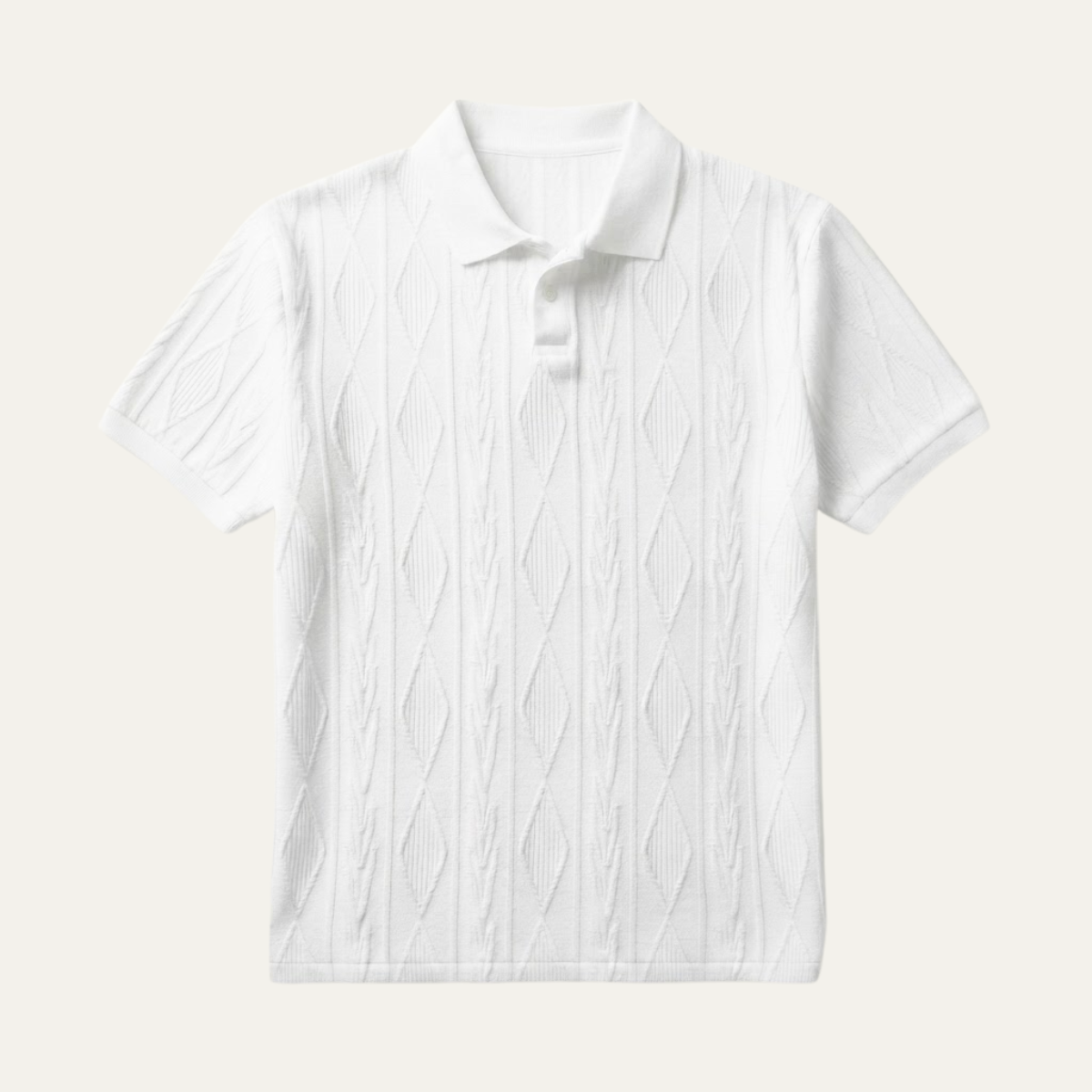 Homme Polo Manches Courtes avec Motif Texturé et Col Boutonné