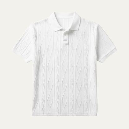 Homme Polo Manches Courtes avec Motif Texturé et Col Boutonné