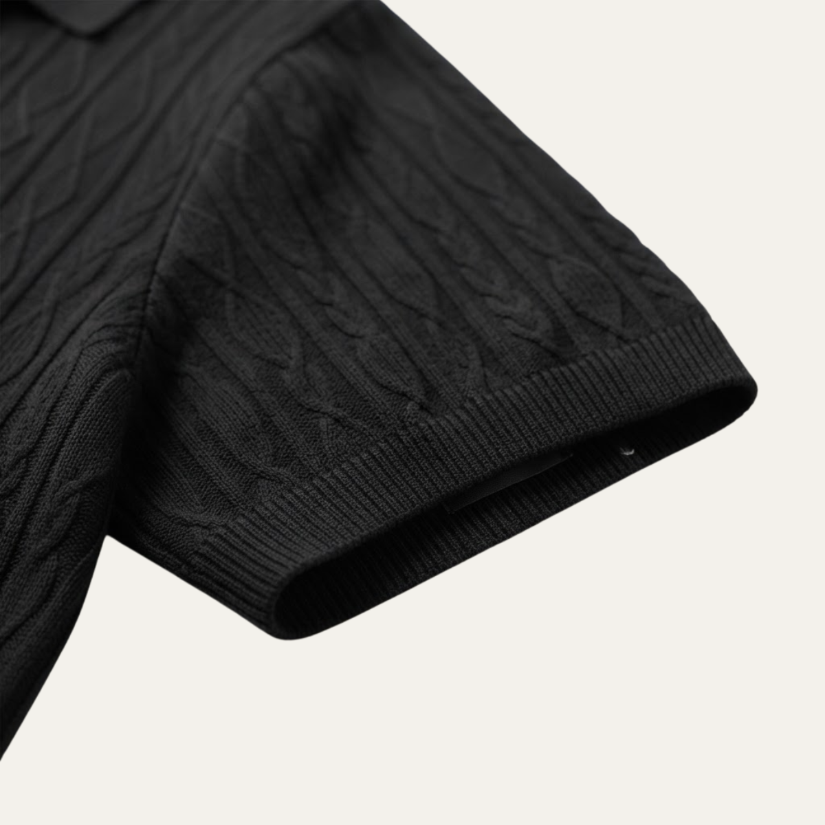 Homme Polo Manches Courtes avec Motif Texturé et Col Boutonné