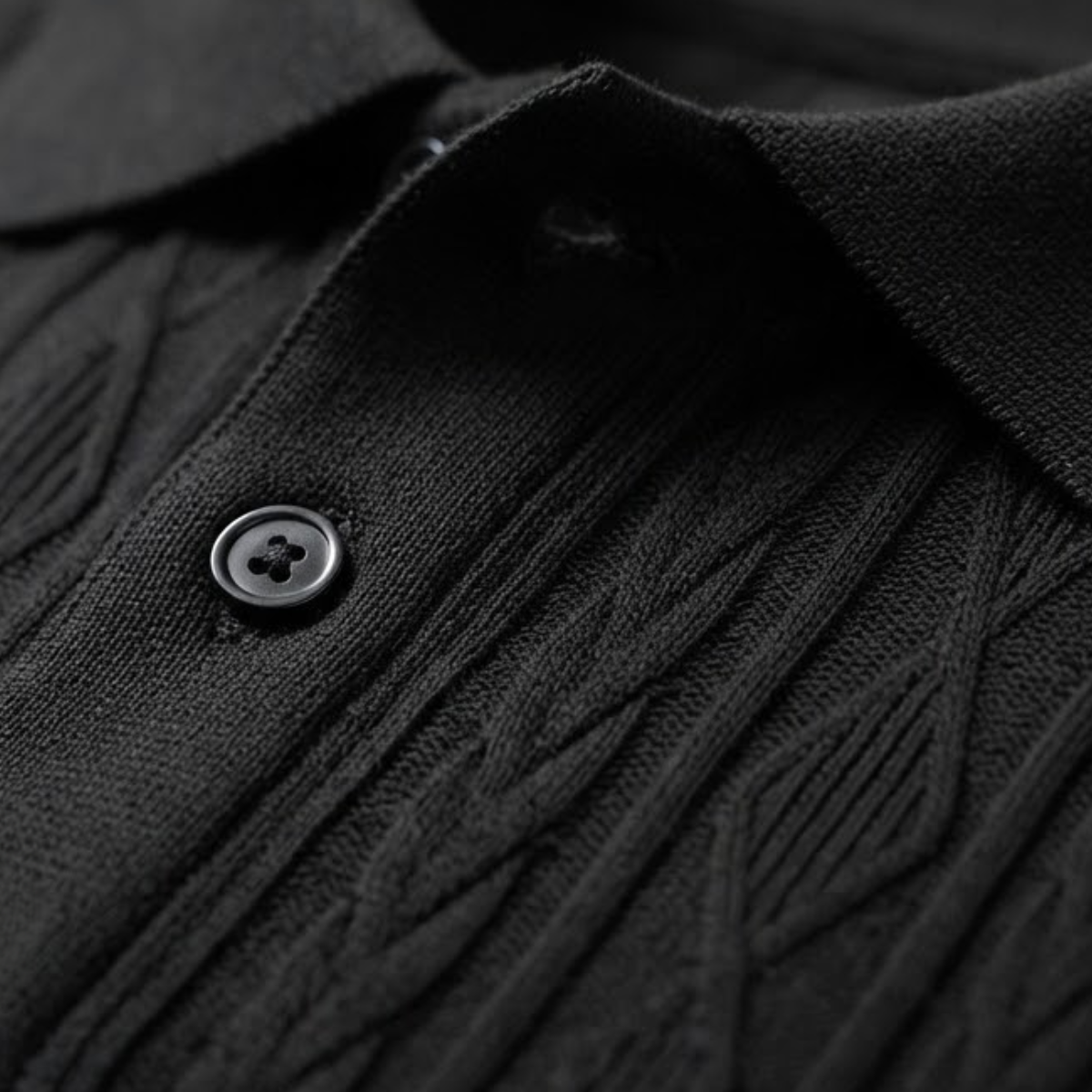 Homme Polo Manches Courtes avec Motif Texturé et Col Boutonné