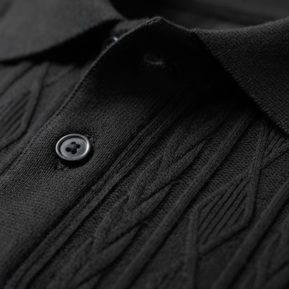 Homme Polo Manches Courtes avec Motif Texturé et Col Boutonné