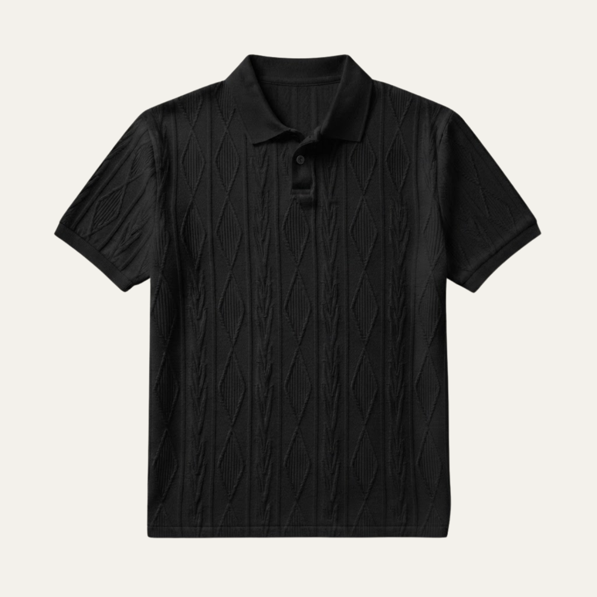 Homme Polo Manches Courtes avec Motif Texturé et Col Boutonné