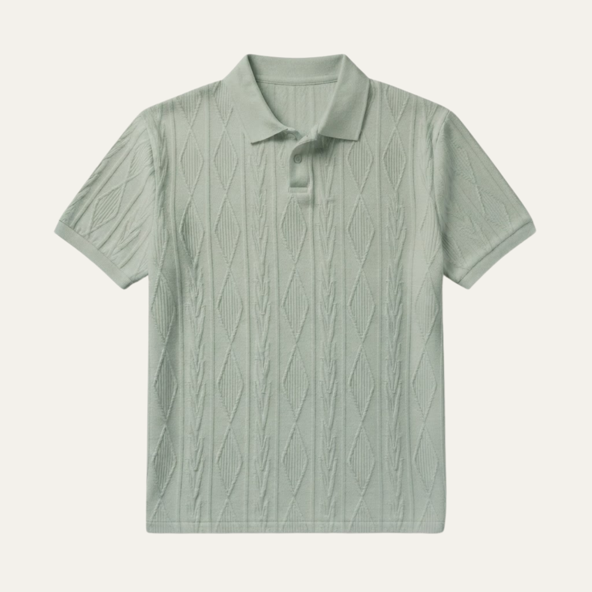 Homme Polo Manches Courtes avec Motif Texturé et Col Boutonné